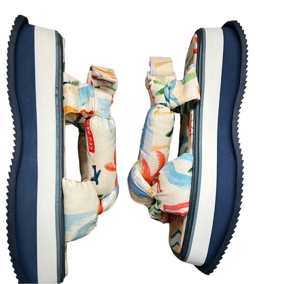 Copacabana Scarf Print Puffy Platform Sandal FARM RIO Size 8 and 9 New - Picture 9 of 15